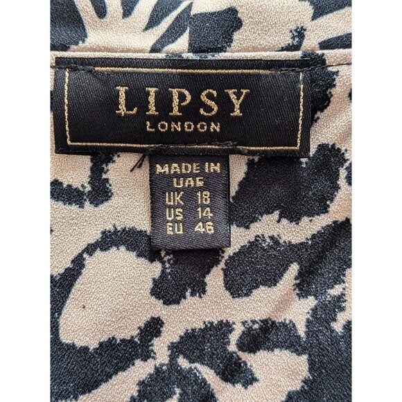 Lipsy London Dress Womens 14 Beige Black Cheetah Leopard Club Party Faux Wrap - Picture 4 of 13